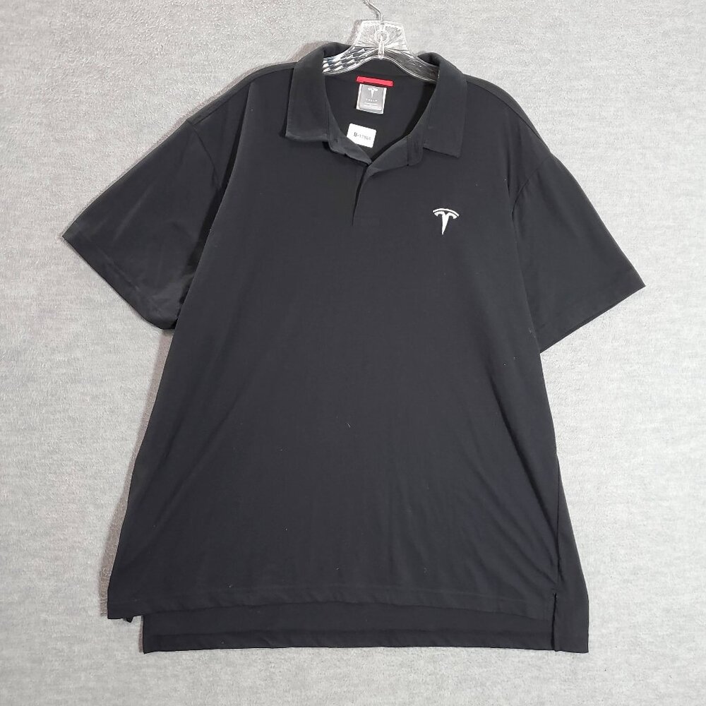 Tesla Men Shirt 2XL Black Logo Embroidered Short Sleeve Collar‎